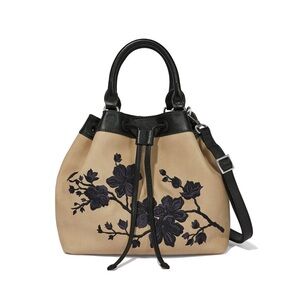 Brighton Black and Tan Floral Tote